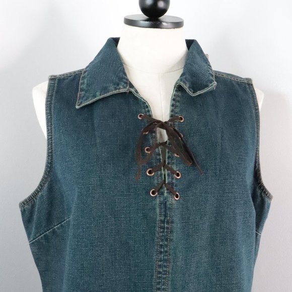 New Sonoma Women's L Denim Blue Jean 90's Y2K Fitted Sheath Sleeveless Dress - Picture 4 of 11